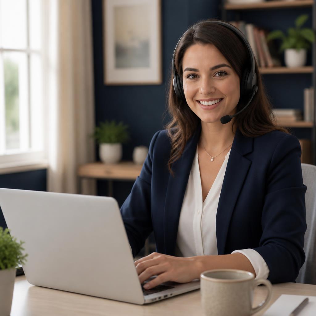Dedicated virtual assistant working with a client at a home office desk